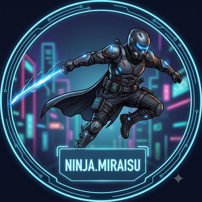 Armoured ninja mid-leap with a glowing blade, the Ninja.MiraiSu copy-trading avatar